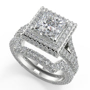 Eva 3 Row Pave Princess Cut Diamond Engagement Ring - Nivetta